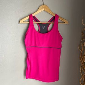 Two Fitted Champion workout Tanks (pink and gray)